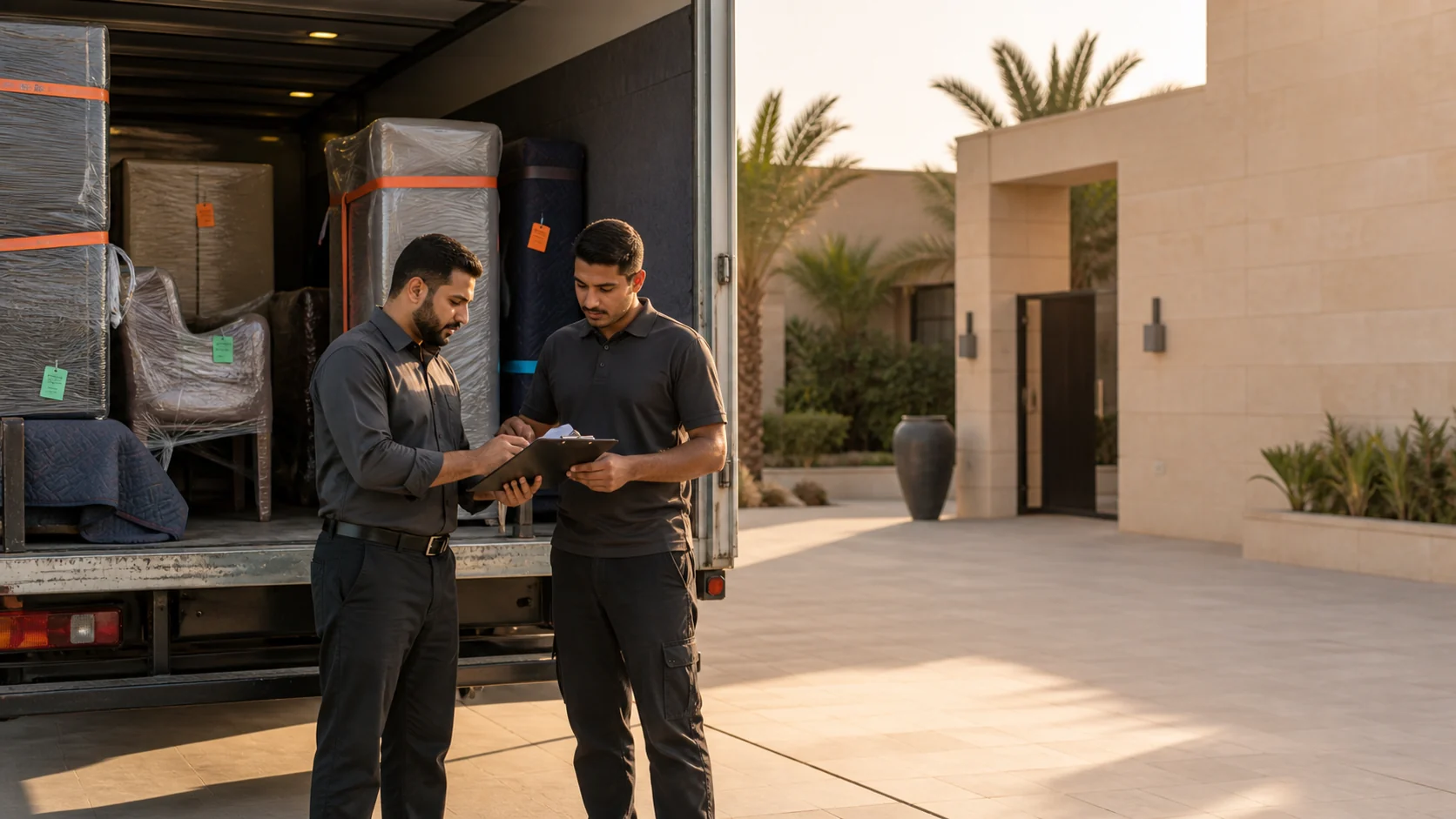 منسق نقل عفش يراجع بيان القطع وخطة التحميل
